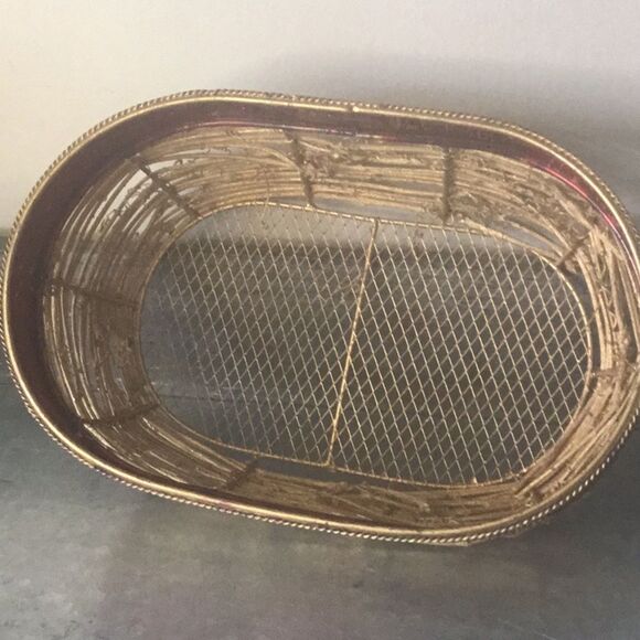 Red scroll Christmas basket rustic natural gift basket woven - Picture 6 of 8